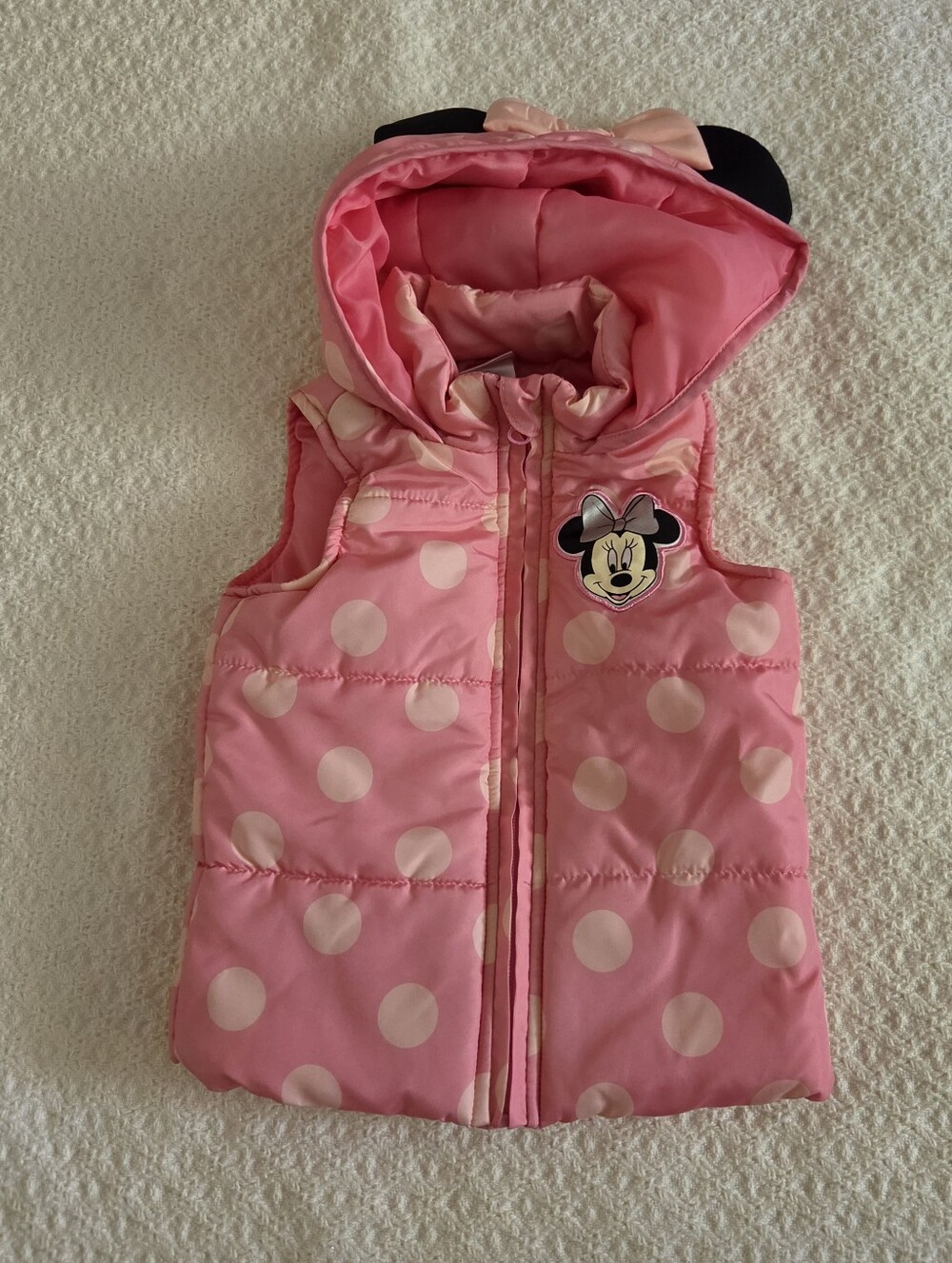 Pink Minnie Mouse Polka Dot Hooded Puffer Vest for Kids